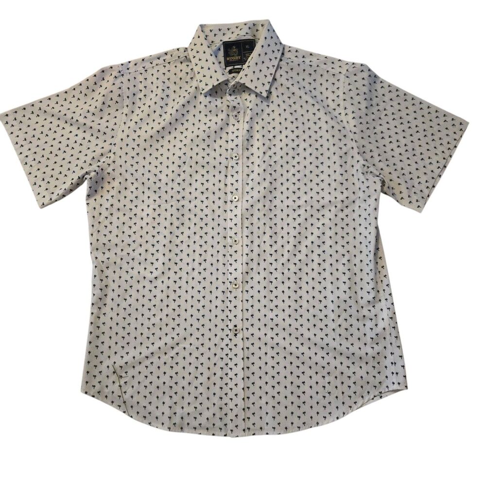 Rugby University XL Button Up Shirt Palm Trees Golf Performance Travel Outdoors
